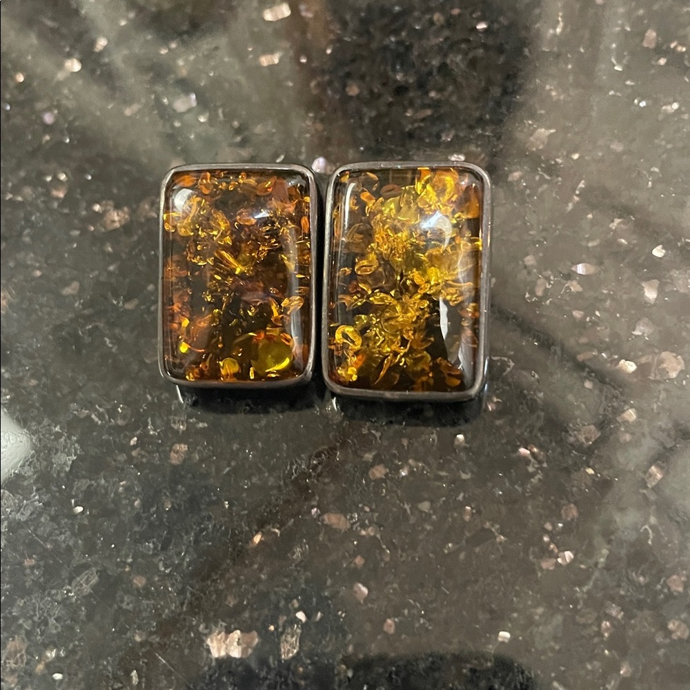 Rectangular Amber Earrings - image 5